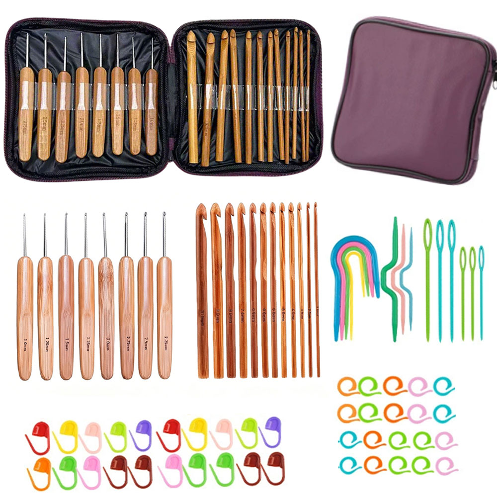 74pcs Bamboo Crochet Hooks Set - Tool Set recension och pris